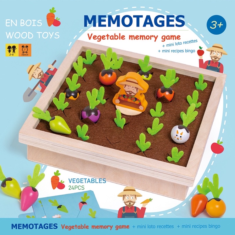 bb-store-พร้อมส่ง-เกมส์จับคู่-vegetable-memory-game-เกมส์ปลูกผัก-ของเล่นไม้-ของเล่นเด็ก-ของเล่นเสริมพัฒนาการ