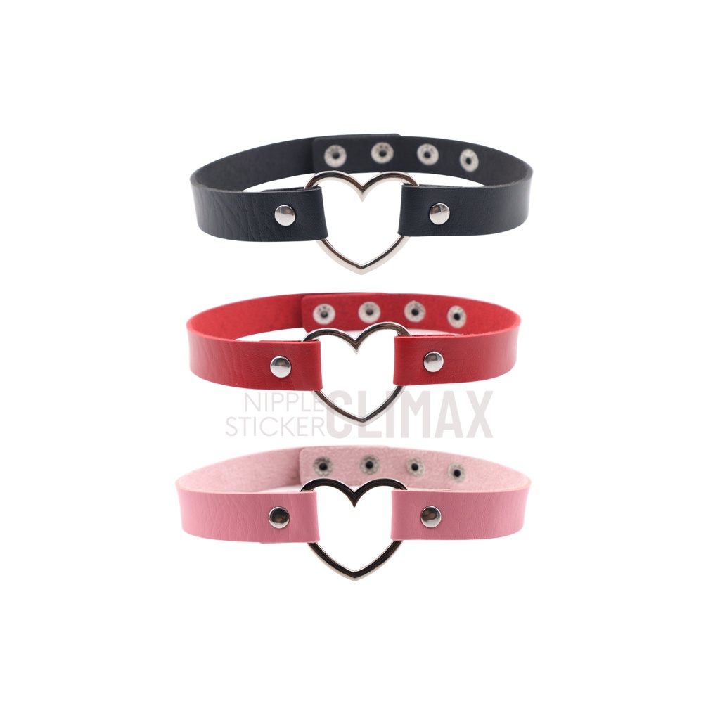 โชคเกอร์-choker-ห่วงวงกลม-หัวใจ-สร้อยคอ-โชคเกอร์หนังเทียม-ปลอกคอเซ็กซี่-ปลอกคอ-ชุดชั้นใน-ชุดนอนไม่ได้นอน