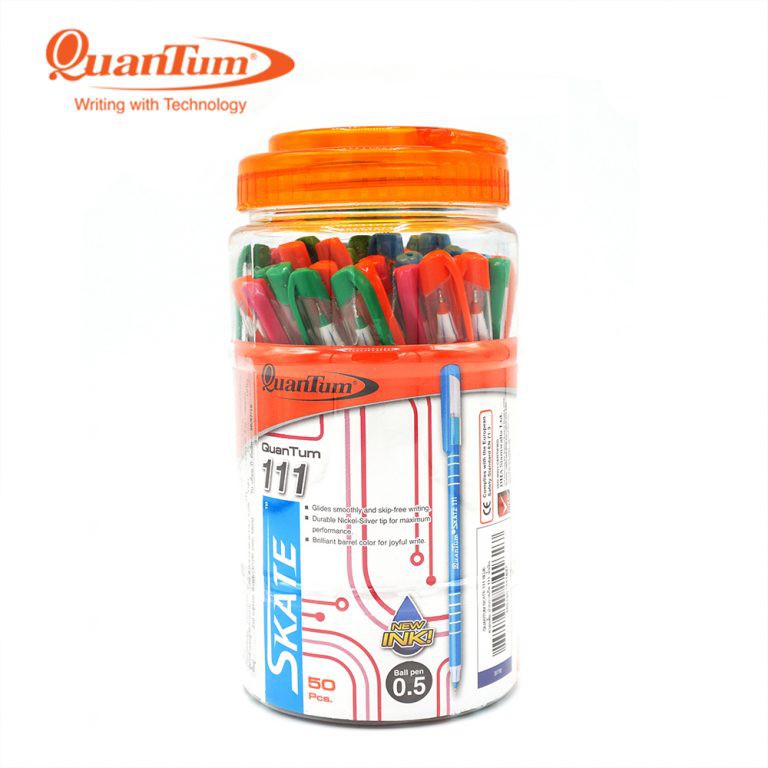 ราคาและรีวิวปากกาลูกลื่น Quantum รุ่น Skate 111 (กระปุก 50 ด้าม)