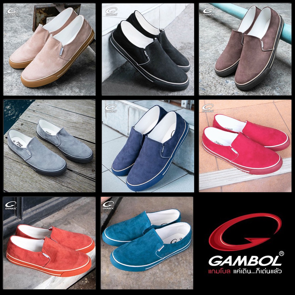 ภาพหน้าปกสินค้ารองเท้าผ้าใบหุ้มส้น รองเท้าผู้ชายแบบสวม เบอร์ 44-46 รองเท้าหนัง Gambol 82087