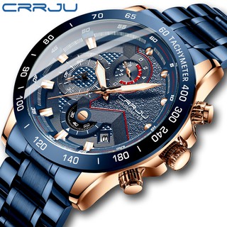 CRRJU Men Watch Leisure Sports Quartz Waterproof Watch Stainless Steel Luminous Analog Clock 2280S