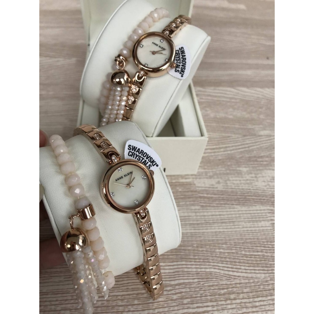 นาฬิกาและสร้อยข้อมือเซต-anne-klein-womens-swarovski-crystal-accented-watch-amp-beaded-bracelet-set