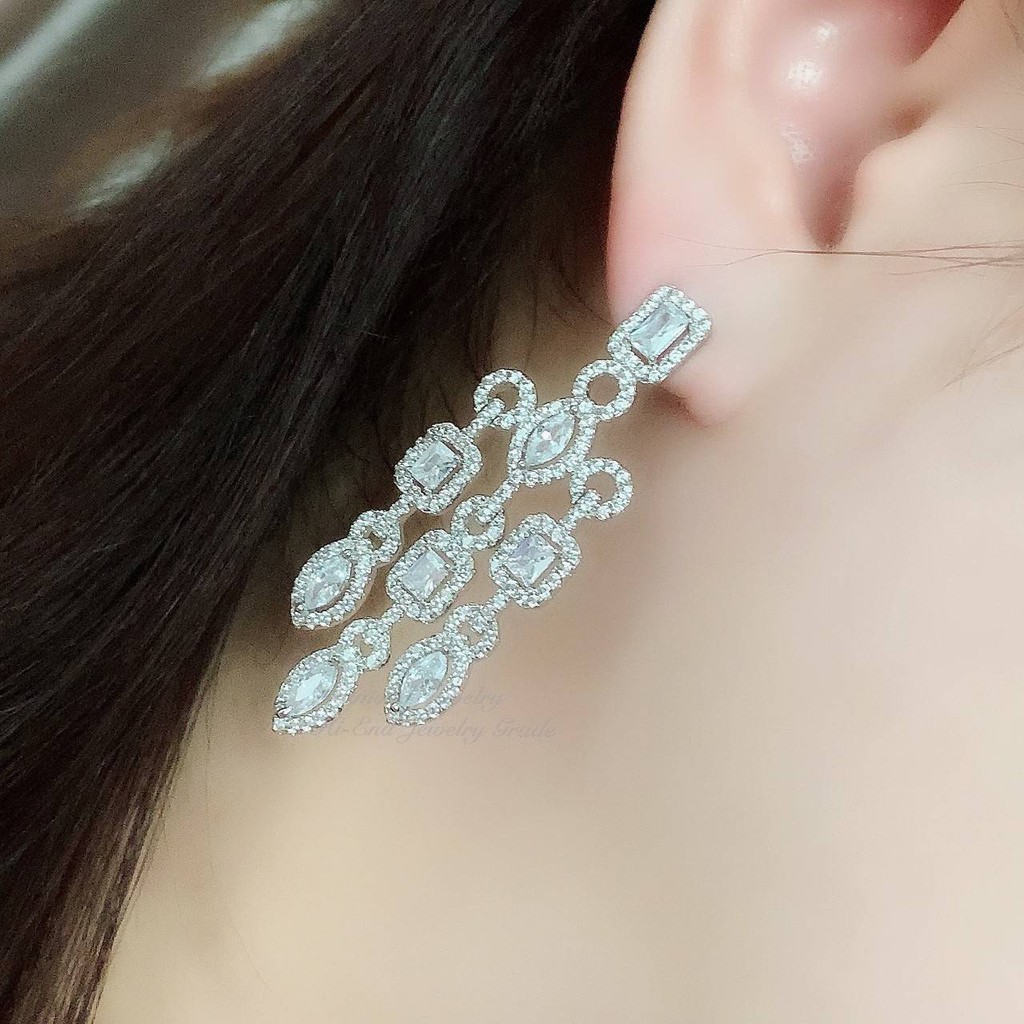 diamond-earring-ต่างหูเพชร-ต่างหูออกงาน-ตกแต่งด้วยเพชร-cz-แท้-งานสวยน่ารัก-ดีไซส์เก๋มากๆค่ะ-เพชรวิ้งที่สุดมีคลาสมากๆค่ะ