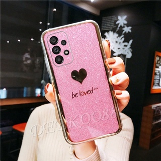 ใหม่ เคสโทรศัพท์มือถือแบบแข็ง แต่งกลิตเตอร์ สีชมพู ระยิบระยับ สําหรับ Samsung Galaxy A53 A33 A72 A52S A52 A32 A22 A12 A02 A02S M52 M32 M22 M12 M02 5G 4G 2022