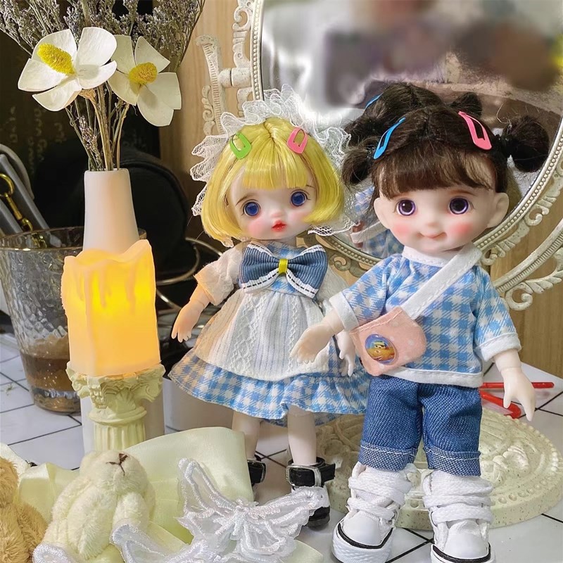 ภาพหน้าปกสินค้า16 Cm Dress Up Accessories OB11 Doll Clothes Suit 1/12 Bjd Baby Clothes Dress Skirt จากร้าน hahahaha.th บน Shopee