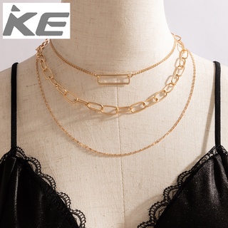 Hip Hop Punk Necklace Jewelry Geometric Rectangle Necklace Heavy Metal Buckle Chain Alloy 3 Ne