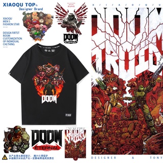 เสื้อยืดวินเทจDoom Eternal Doom Eternal Game เสื้อยืดแขนสั้นชายฤดูร้อนเสื้อผ้าหลวมS-5XL