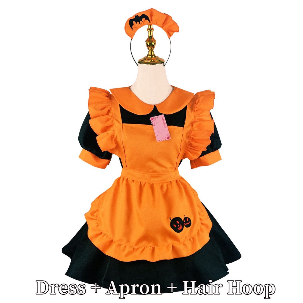 Halloween Cosplay Costumes Pumpkin Suit Plus Size Womens Maid Role Play