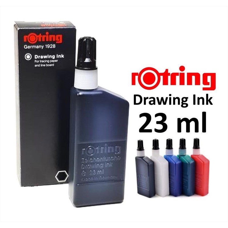 หมึกรอตติ้ง-หมึกเติม-rotring-ชนิดขวด-23-มล-หมึกสัก-ดำ-น้ำเงิน-แดง-เขียว