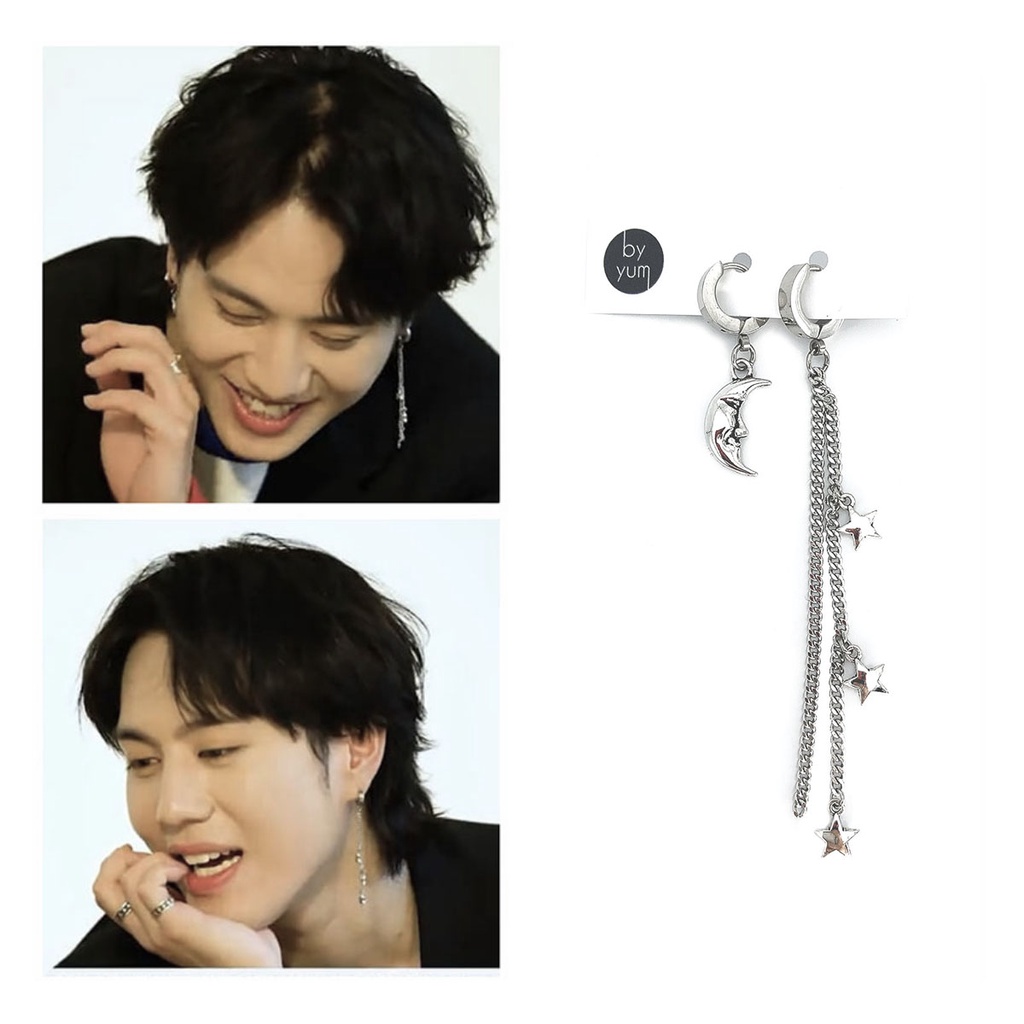 byyum-k-pop-idol-got7-yugyeom-wearing-unbalance-moon-and-star-earrings