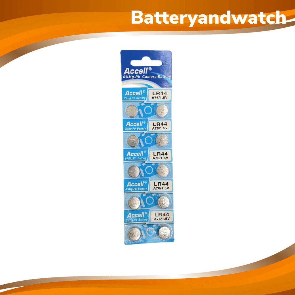 ถ่านกระดุม Accell LR44 , 44 , AG13 , A76 , L1154 0% Mercury 1.5V แพ็ค ...