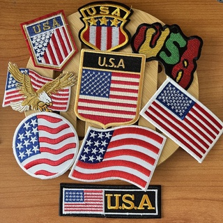 ธง อเมริกา USA ตัวรีดติดเสื้อ อาร์มรีด อาร์มปัก ตกแต่งเสื้อผ้า หมวก กระเป๋า แจ๊คเก็ตยีนส์ Badge Embroidered Iron on P...