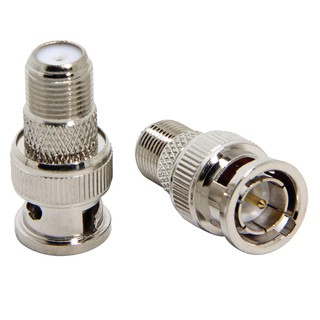 ภาพขนาดย่อของสินค้า2 ชิ้น หัวต่อสายสัญญาณ BNC Male Plug to F Female Jack Adapter Coax Connector Coupler adapters CCTV Camera