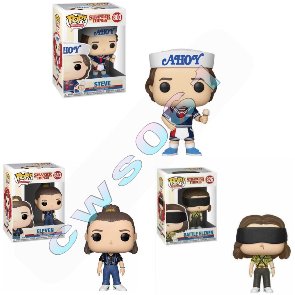 funko-pop-ฟิกเกอร์ไวนิล-โทรทัศน์-stranger-things-battle-eleven-collection-little-11-และ-steve-ver-ของเล่นสไตล์