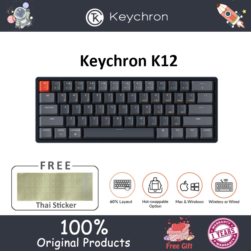 [in stock] Keychron K12 แป้นพิมพ์ไร้สาย 61 คีย์บลูทูธไร้สาย (ไฟแบ็คไลท์ ...