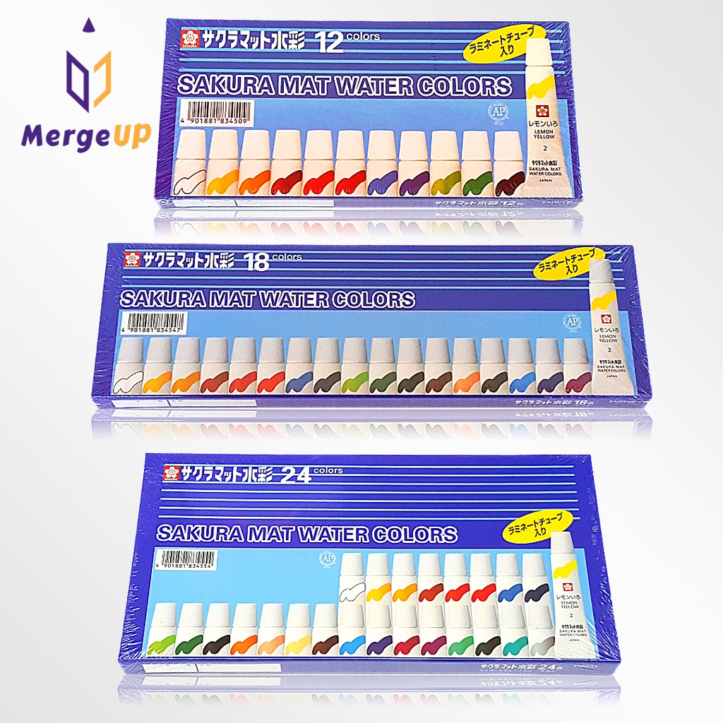 สีน้ำ EMW 5ml SAKURA Water Colors กล่อง 12, 18, 24 สี | Shopee Thailand
