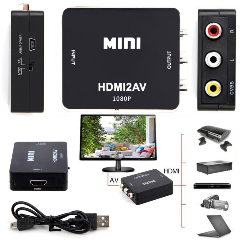 ภาพหน้าปกสินค้าMini ตัวแปลงสัญญาณ HDMI to AV Converter HD 1080PHDMI จากร้าน lctcomputer2017 บน Shopee