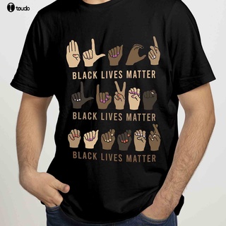 [S-5XL] เสื้อยืด พิมพ์ลาย Black Lives Matter Three Hand Sign Language ASL Freedom สีดํา สไตล์คลาสสิก สําหรับผู้ชาย