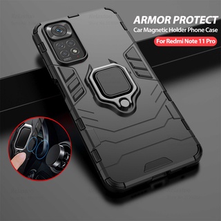 Car Magnetic Holder Armor Protect Case For Xiaomi Readmi Note 11 Pro 5G Redme Note11 Nota 11S Hard PC Shockproof Stand
