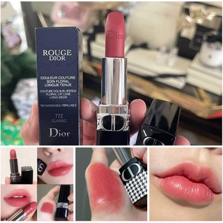 แท้ 💯% ลิปสีกุหลาบ Dior Dior lipstick matte 772 ไซส์จริง 3.5 g.