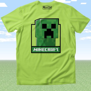 เสื้อยืด พิมพ์ลาย Minecraft Box สีนีออน สีเขียว สําหรับเด็ก และผู้ใหญ่