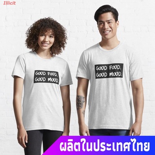 Illicit เสื้อยืดแขนสั้น Funny Foodie T-Shirt Design , GOOD FOOD ,GOOD MOOD! Essential T-Shirt Mens Womens T-shirts