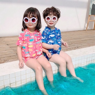 ภาพหน้าปกสินค้าพร้อมส่งจากไทย ชุดว่ายน้ำเด็ก เสื้อชูชีพเด็ก ชุดว่ายน้ำมีชูชีพในตัว children swimsuit with life jacket ซึ่งคุณอาจชอบสินค้านี้
