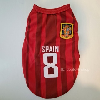 เสื้อฟุตบอลสุนัข ทีมสเปน สำหรับสุนัขพันธ์เล็ก