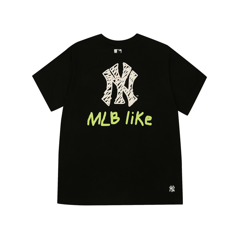 leee-mlb-เสื้อยืดแขนสั้นพิมพ์ลายกราฟฟิคทรงหลวมสําหรับผู้ชายและผู้หญิง-คอกลม