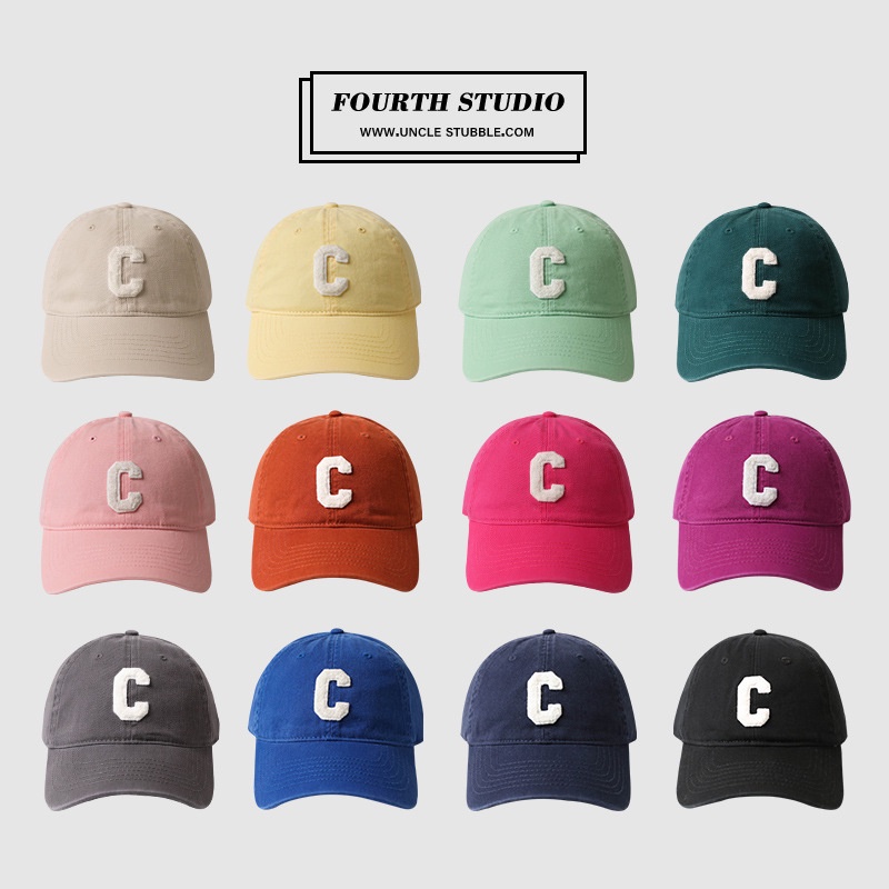 หมวกแก๊ป-ป้องกันแดด-พิมพ์ลายตัวอักษร-c-แฟชั่นสไตล์เกาหลี-คุณภาพสูง