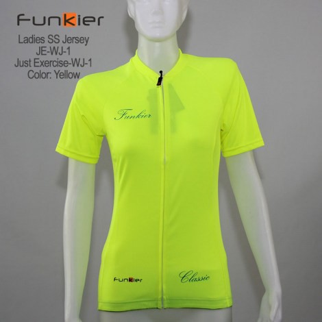 เสื้อจักรยานแขนสั้นผู้หญิง-funkier-just-exercise-สีเหลือง