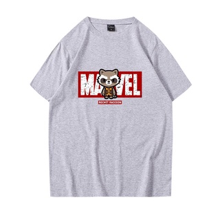 ใหม่ เสื้อยืดลําลอง แขนสั้น พิมพ์ลายโลโก้จรวด แรคคูน มาร์เวล แฟชั่นฤดูร้อน สําหรับสตรี
