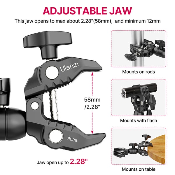 ulanzi-r096-double-super-clamp-ตัวหัวจับขาตั้งกล้อง-โต๊ะ-แข็งแรง-ทนทาน-รองรับ-การจับอุปกรณ์ต่างๆ