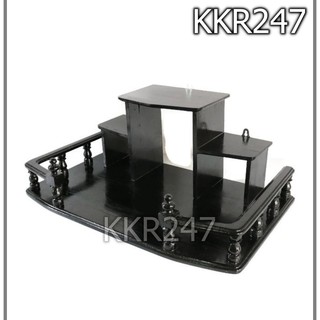 KKR247 หิ้งพระไม้สักทองติดผนัง หิ้ง/ชั้นวางพระ ทรงโมเดิร์น ขนาด 60*36 ซม. สีดำ ราคาส่ง