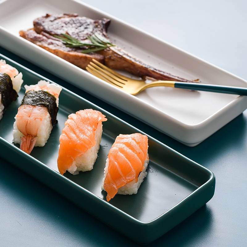 จานซูชิ-จากยาว-จานเซรามิก-ซูชิเซรามิกสุดสร้างสรรค์-flate-จานสําหรับร้านอาหารซูชิ-จานกระเบื้อง