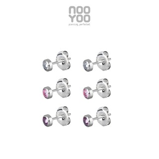 สินค้า NooYoo ต่างหูสำหรับผิวแพ้ง่าย Triple Bezel (ชมพู/ฟ้า/ดำ)