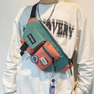 ◘✽กระเป๋าคาดหน้าอก Men s Tide Brand Tooling Messenger Bag Men s Backpack INS Tide Small Bag Personal-Match Waist Bag Boy