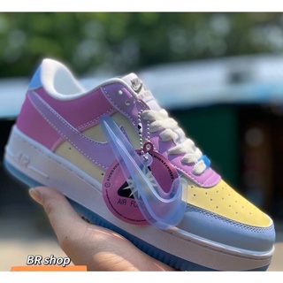 รองเท้าผ้าใบผูกเชือกเปลียนสีเมื่อโดนแสงพร้อมกล่อง air force107 lx