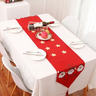 🔥Hot Sale / คริสมาสต์รองชนะเลิศอันดับโต๊ะยาวผ้าปูโต๊ะตกแต่งร้านอาหารคาเฟ่ตกแต่งคริสต์มาสเสื่อโต๊ะกาแฟธงโต๊ะ
