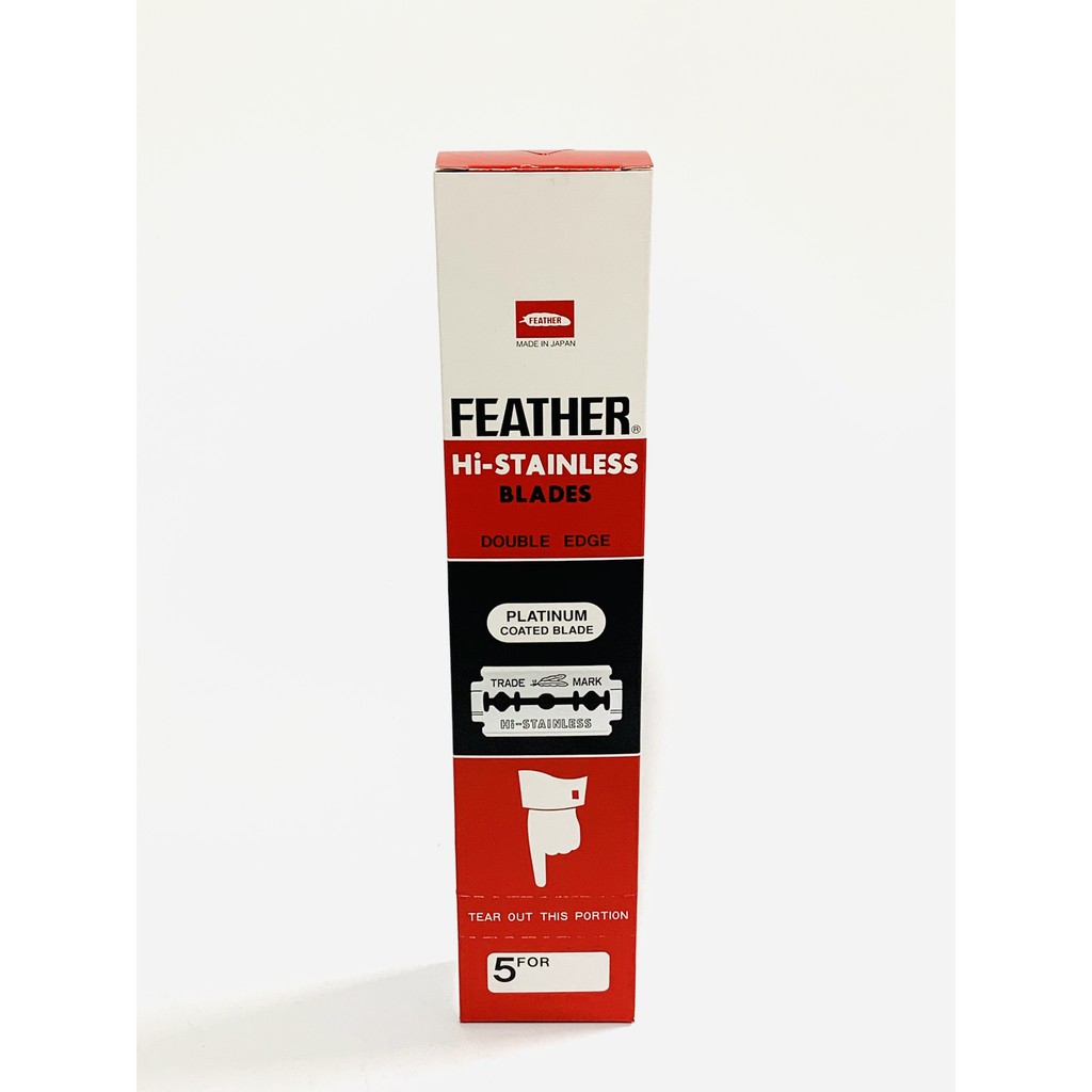 feather-ใบมีดโกนสแตนเลสตราขนนก-2-คม-ใบมีดโกนหนวดคุณภาพดี-1-กล่อง-20-กล่องเล็ก-รวม-100-ใบ-ของแท้นำเข้าจากประเทศญี่ปุ่น