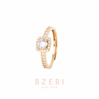 BZEBI แหวนเพชร ผู้หญิง แฟชั่น ทอง ทองแท้ ทองชุบ แฟชั่นผู้หญิง สไตล์เกาหลี แหวนเพชร cz ประดับเพทาย ปรับได้ สําหรับผู้หญิง 591r
