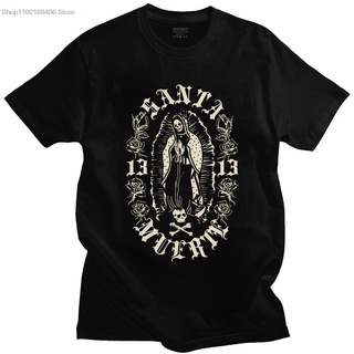 เสื้อยืดพิมพ์ลายแฟชั่น เสื้อยืดแขนสั้น ผ้าฝ้าย พิมพ์ลายหัวกะโหลก Gothic Santa Muerte 13 สไตล์ฮิปฮอป สําหรับผู้ชาย และผู้