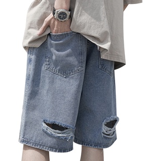 “Short Jeans in mid wash” Street Jeans กางเกงยีนส์ผ้าฟอกขาสั้น Street Fashion