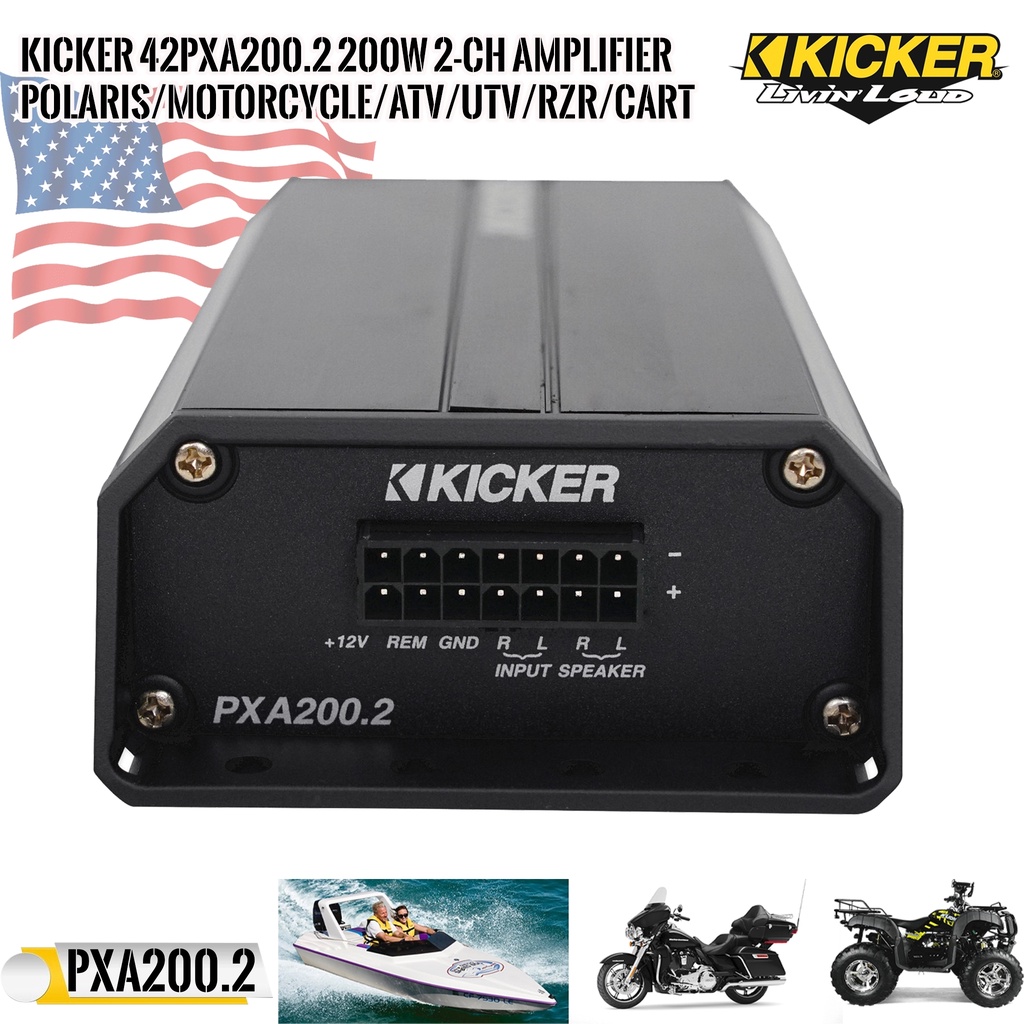 kicker-42pxa2002เพาเวอร์แอมป์มอเตอร์ไซด์-เรือ-รถเอทีวี-รถยนต์กำลังขับสูงสุด-100-วัตต์-x-2-ชาแนล-ของแท้-100