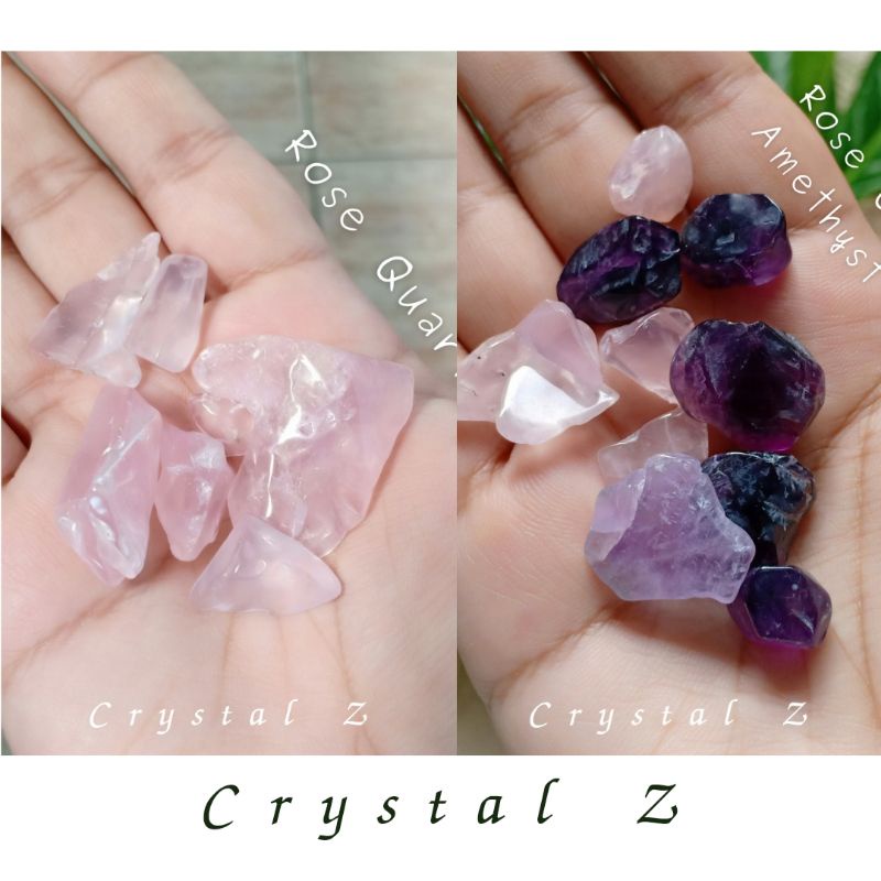 rose-quartz-โรสควอตซ์-คริสตัลสีชมพูamethyst-อเมทิสต์-คริสตัลสีม่วงเศษหินขัดมัน-ขนาด-10-30-mm-น้ำหนัก-20g