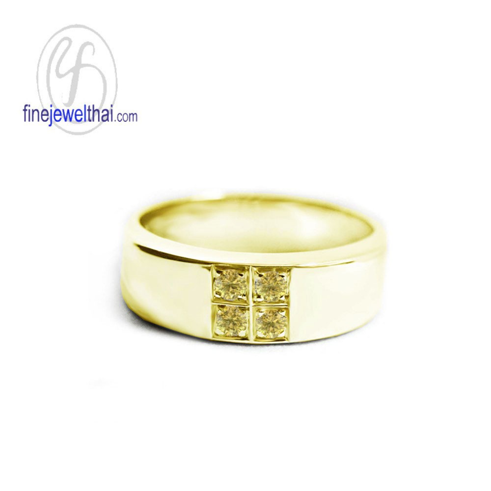 finejewelthai-แหวนบุษราคัม-แหวนเพชรcz-แหวนเงินแท้-แหวนพลอย-พลอยประจำเดือนเกิด-yellow-sapphire-silver-ring-r1018yl