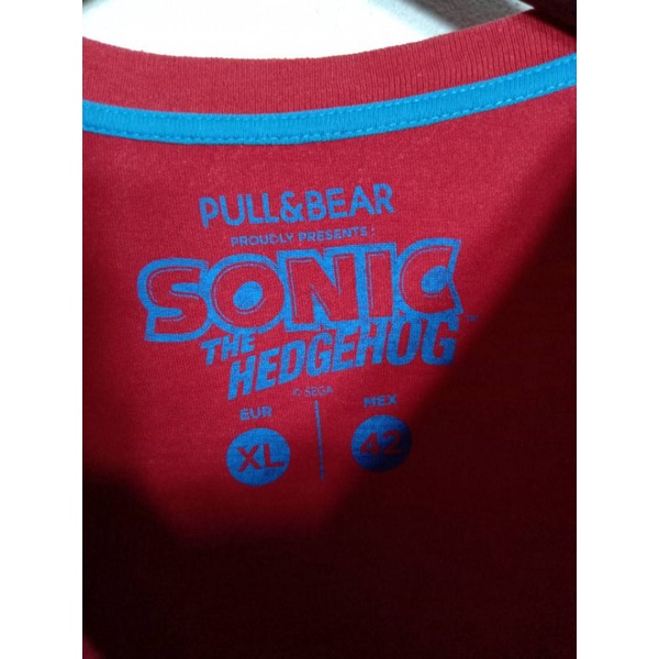 เสื้อยืดมือสอง-เสื้อยืด-ลายการ์ตูน-pull-amp-bear-x-sonic-xl-อก-42