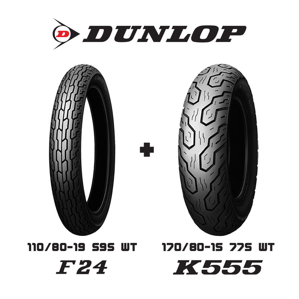 dunlop-f24-k555-ใส่-honda-steed-ยางหน้า-19-ยางหลัง-15-หน้า-หลัง-1ชุด-ยางมอเตอร์ไซค์