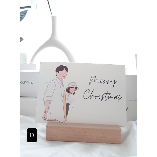 โปสการ์ด-merry-christmas-ลายเส้นการ์ตูนมินิมอล-ขนาดการ์ด-9-13-cm-ฟรีซอง