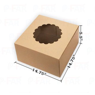 (50 ใบ) กล่องเค้กแม็ค 6 ปอนด์ 14.75 x 14.75 x 5.5 นิ้ว เจาะดอกไม้_INH102